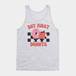 But First Donuts, Retro Donut Lover, Funny Foodie Tank Top